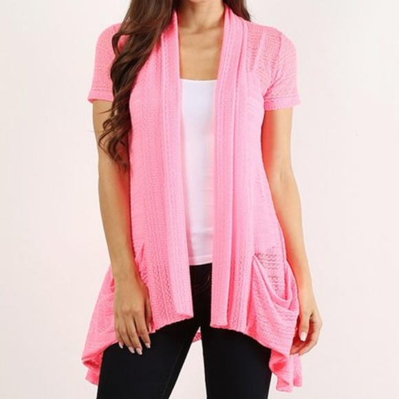 PINK SWEATER Waterfall HI-Lo Hem Last ONE FINAL $ - Picture 3 of 3